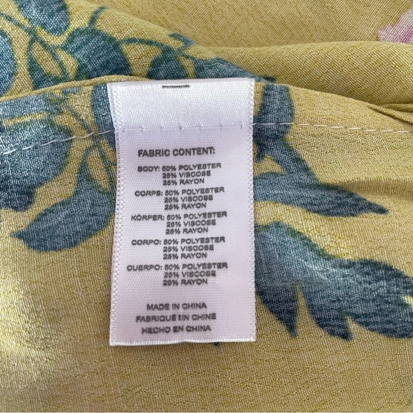 Anthropologie Elma Yellow Pink Floral Open Front Boho Kimono Top 37757 - Picture 6 of 9